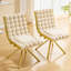Ensemble de 2 fauteuils d'appoint pivotants capitonnés à bulles crème, fauteuil sans accoudoirs en velours moderne avec structure en métal doré pour salle à manger, salon et coiffeuse