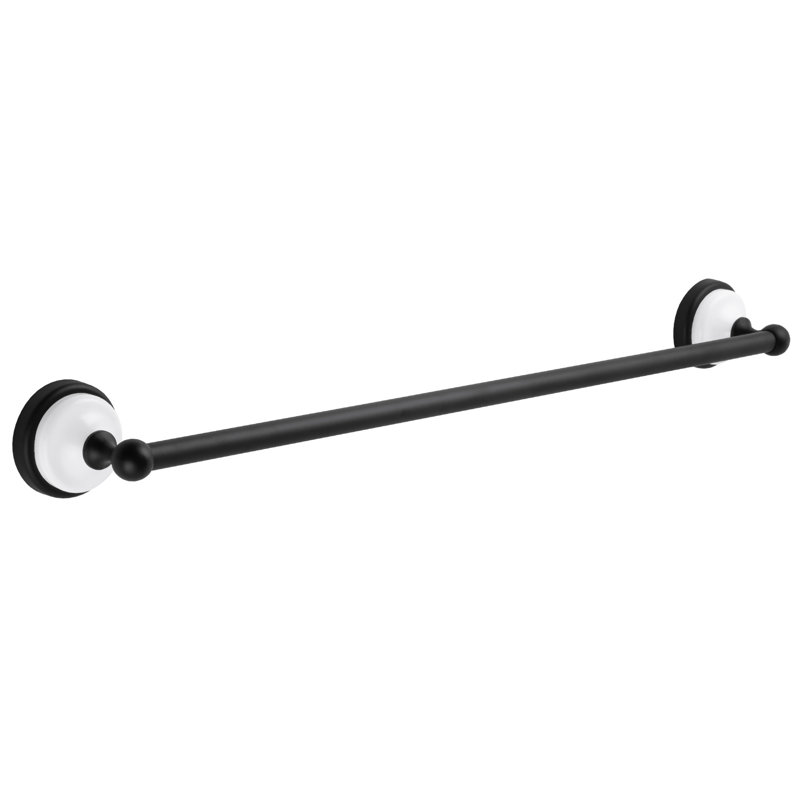 Savannah 24 in. Wall Mounted Towel Bar, Matte Black/White