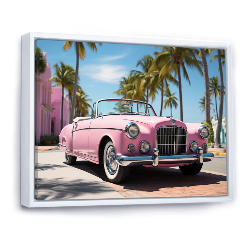 Miami Miami Bentley I, reproduction d'art sur toile, H 16 po x l 32 po x P 1 po, Cadre flottant blanc