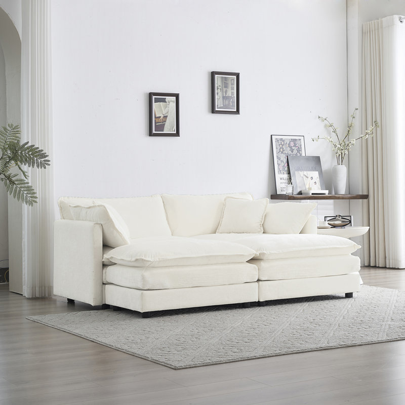 Canapé modulaire rembourré 4 pièces 4 pièces, Blanc