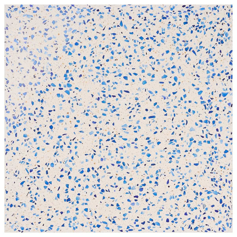 Durham Glass 16.14 In. X 16.14 In. Polished Terrazzo Floor And Wall Tile (3.61 Sq. Ft. / Case), Blue/Beige