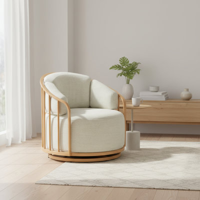 Chaise d'appoint à cage d'oiseaux pivotante à 360 ° - Boucle décorative de style crème moderne pour bureau à domicile et coin lecture
