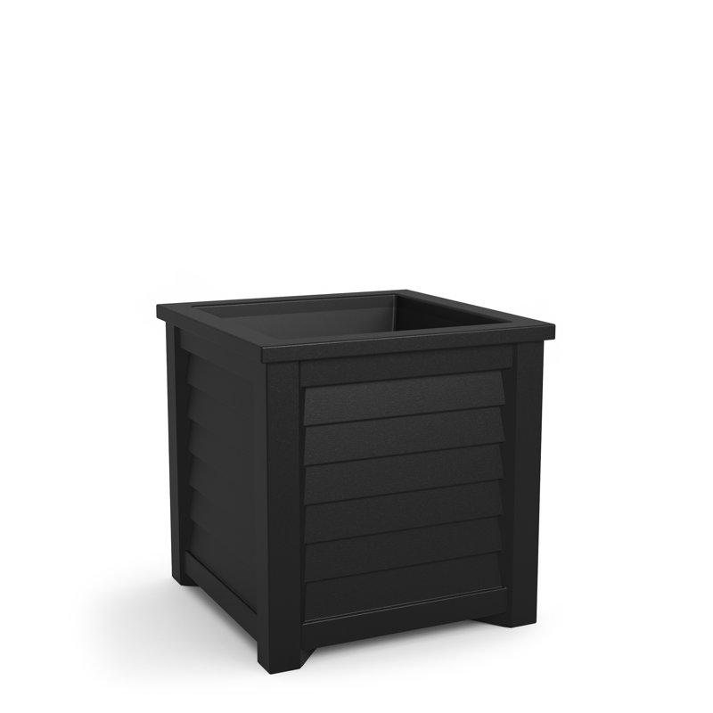 Lakeland Square Resin Planter with Water Reservoir, Black, 20" H x 20" W x 20" D