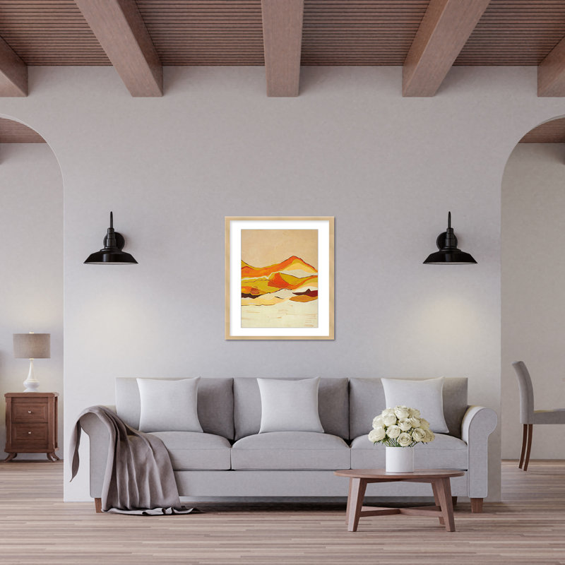Nature Inspired Dawn's Horizon Trptych, 16" H x 16" W, Framed Matted Print, Beige