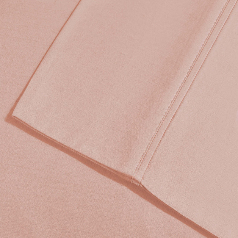 1000 Thread Count Solid Deep Pocket Cotton Blend Bed Sheet Set, Blush, Queen Sheet Set with 2 Pillowcases