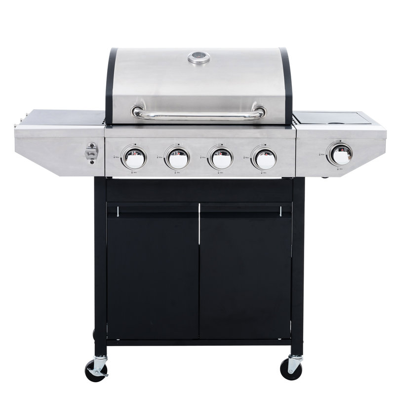 Barbecue au propane à 4 brûleurs avec brûleur latéral en acier inoxydable - 46 500 pour les célébrations de patio extérieur et créer de merveilleux souvenirs