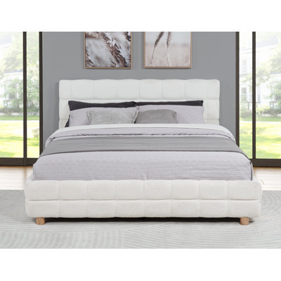 Square Low Platform Padded Queen Bed