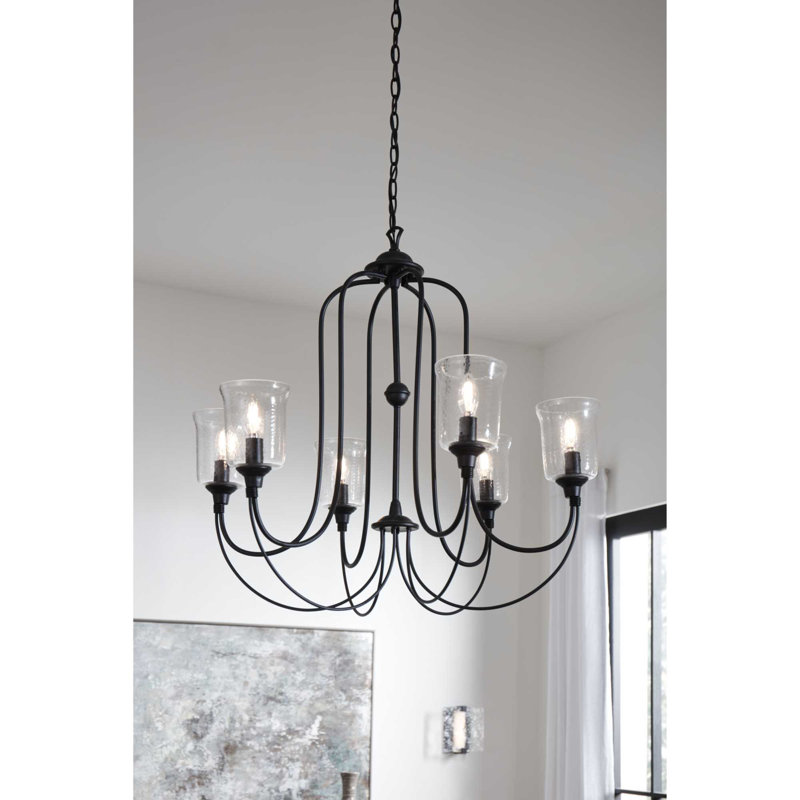 Lustree classique 6 lumières ombrées Ermengarda, Noir