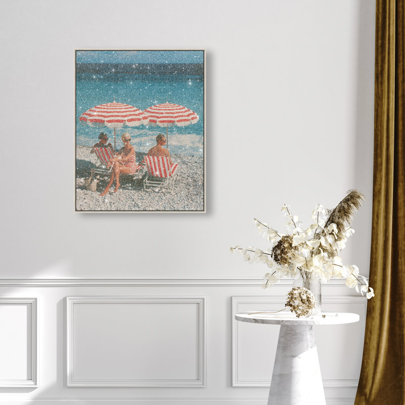 Retro Beach Bliss III Canvas Landscape & Nature Print by Oliver Gal, Black Frame, 16 x 20, 17"H x 21"W, White Floater Frame