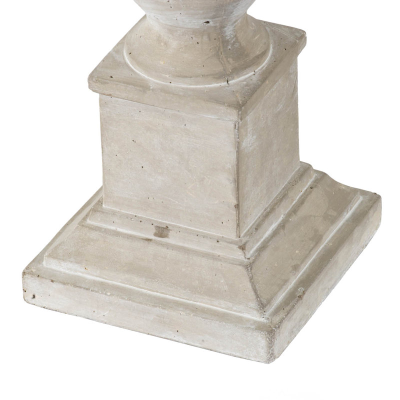 Gray Cement Turned-Style 20" Candle Holder