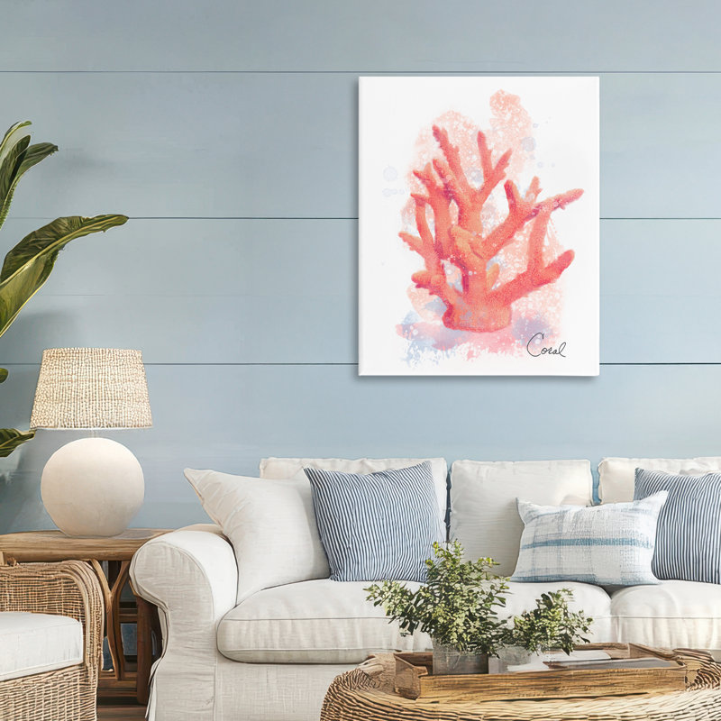 Toile corail pêche, design par Matthew Piotrowicz, H 40 po x l 30 po