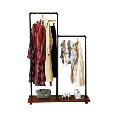 Hararat 43.1'' Rolling Industrial Pipe Clothing Rack