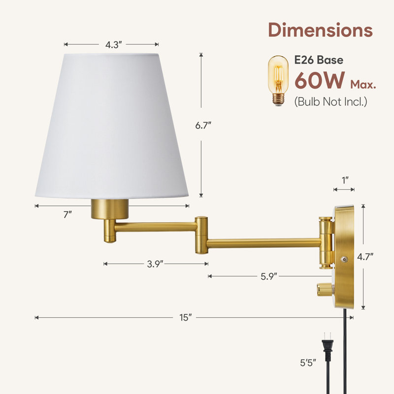 Steel Swing Arm Sconce, Gold