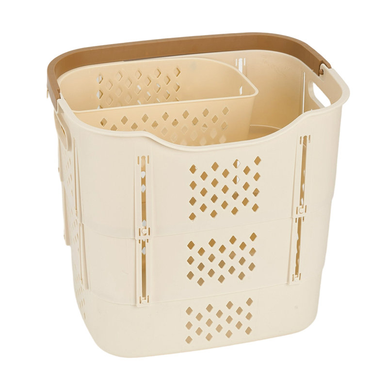 Plastic Laundry Basket, Beige