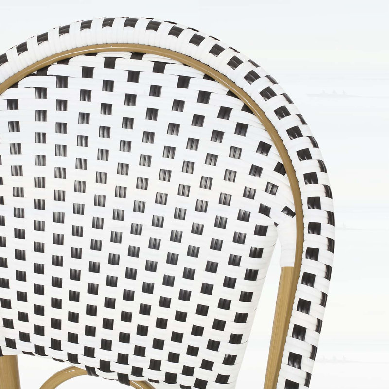 Ensemble de tabourets de bar élégants en rotin de polyuréthane d'extérieur, structure en aluminium antirouille avec finition en bambou