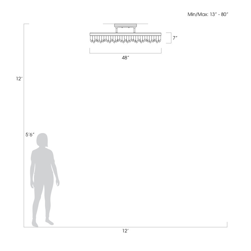 Luminaire suspendu rectangulaire 48 po Lior, Doré