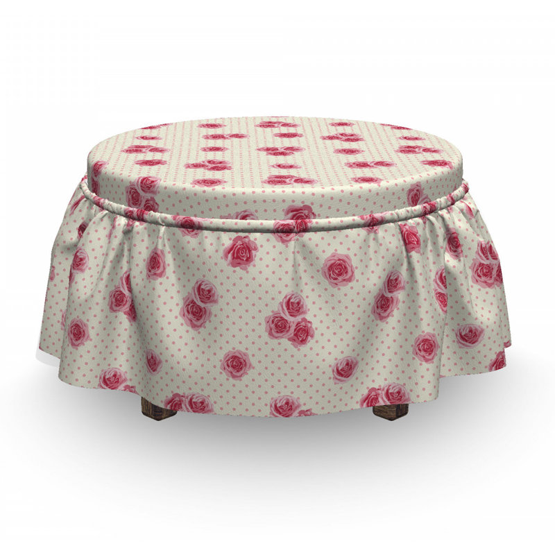 Housse pour repose-pieds rose de roses sur pois points