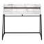 Bureau d'ordinateur moderne avec surface semblable au marbre blanc et structure en métal noir, l 48 po, convenant aux préférences de rangement du bureau personnel en métal d'aspect marbre, l 45,94 po, tablettes pour un espace de travail simplifié-133341403