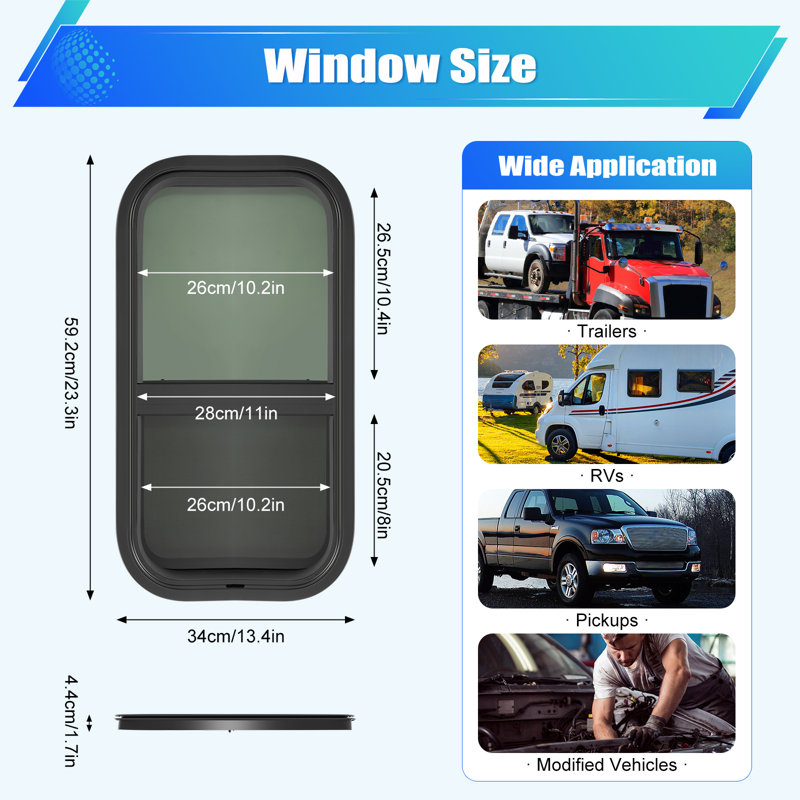 Vertical Sliding RV Window Black