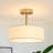 Ihor 3-Light 12.6" Wide Drum Linen Blend Semi Flush Mount Ceiling Light with White Fabric Shade-12.6" W x 10.83"  H-1360113873