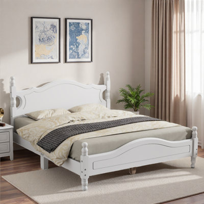 Retro Style Platform Bed With Wooden Slat Support
