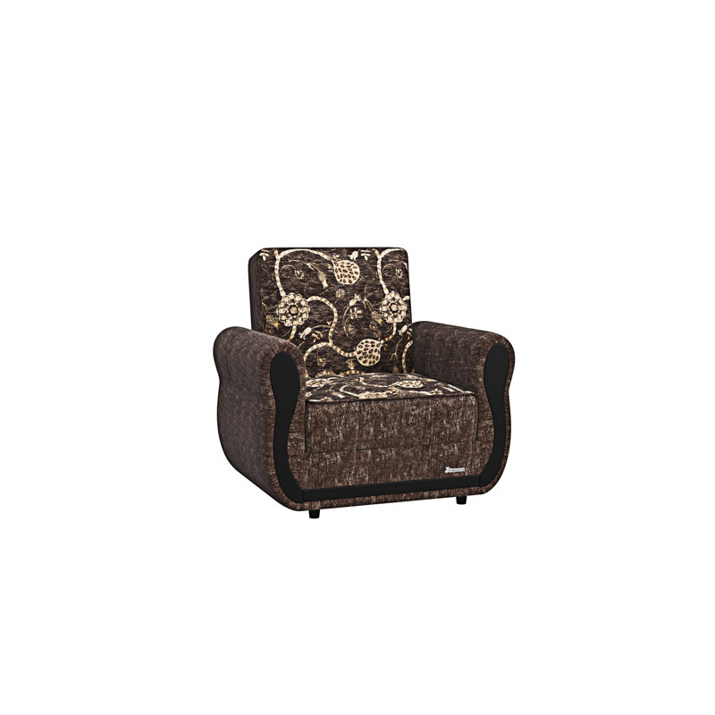Fauteuil rembourré convertible avec rangement, Brun grisâtre