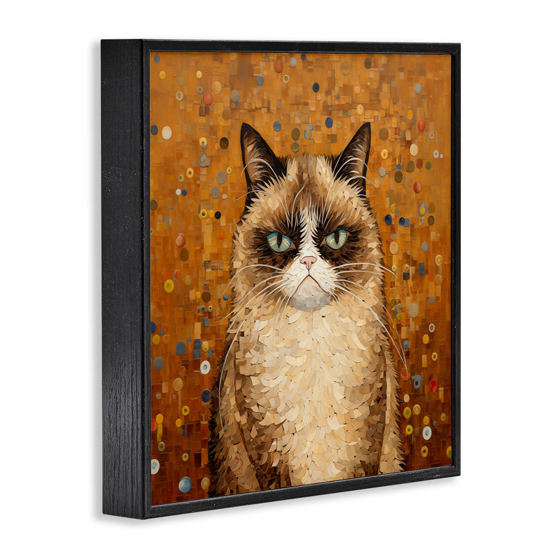 Grouchy Cat en giclée encadrée de style classique, design par Arlington Prints, Giclée encadrée noir minuit
