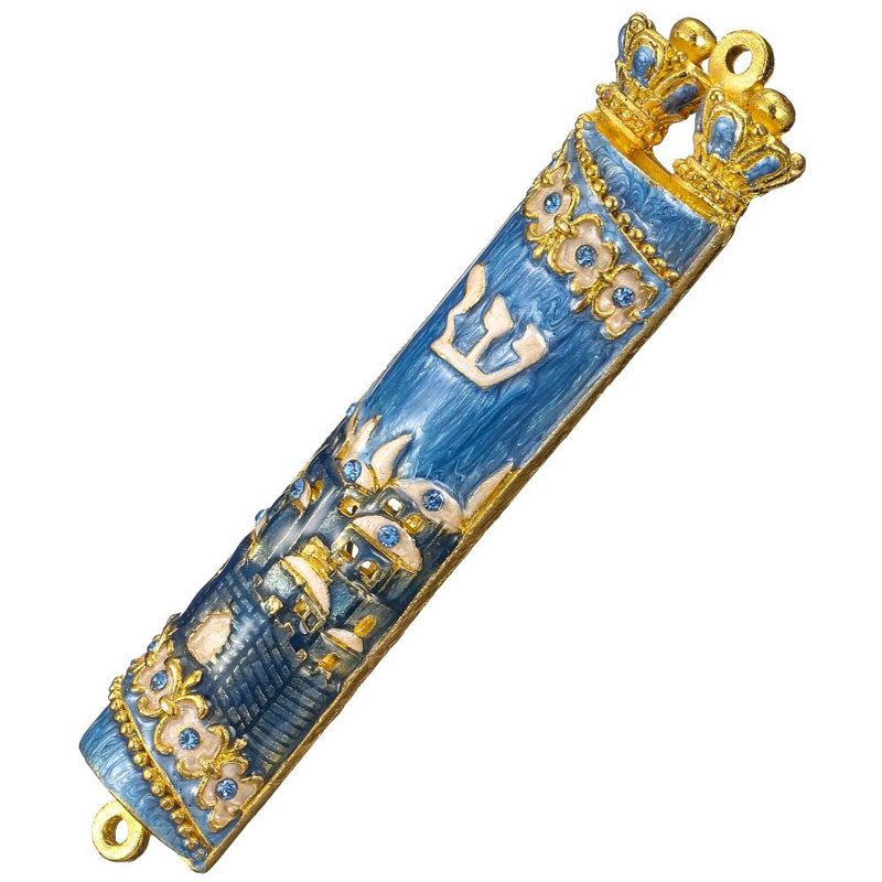Mezuzah bleu jérusalem city, Bleu
