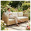 Canapé d'extérieur 3 places en osier de rotin avec coussins, canapé de jardin beige et brun