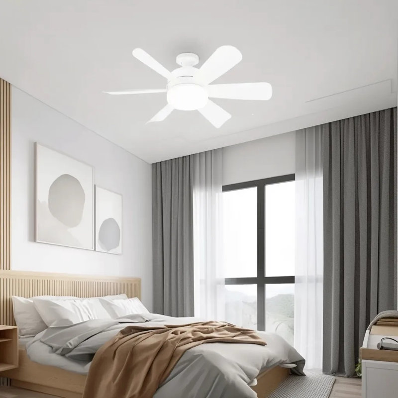 Petit ventilateur de plafond avec lumière, lumière de ventilateur à douille, télécommande pour régler la vitesse du vent et la lumière