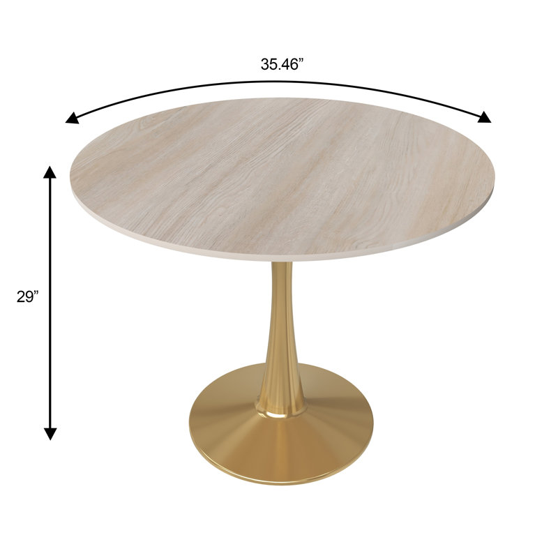 Table de salle à manger Dustin, Bois naturel, Gold, 31" Wide Sintered Stone