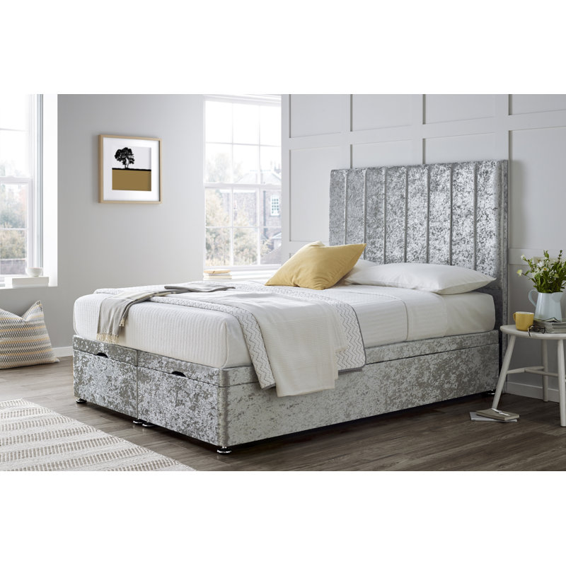 Divan Bed with 24" Headboard on Struts, Double (4'6), Silver