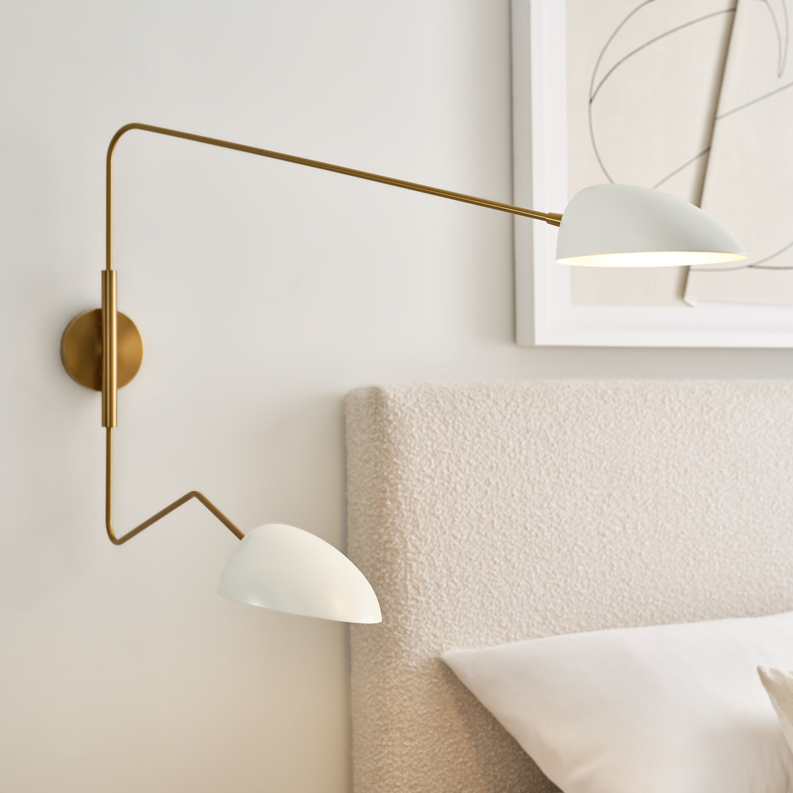 Adarna 2 Light Dimmable Swing Arm Sconce, Matte White