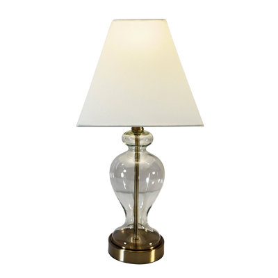 Lampe de table en laiton laiton avec abat-jour bleu