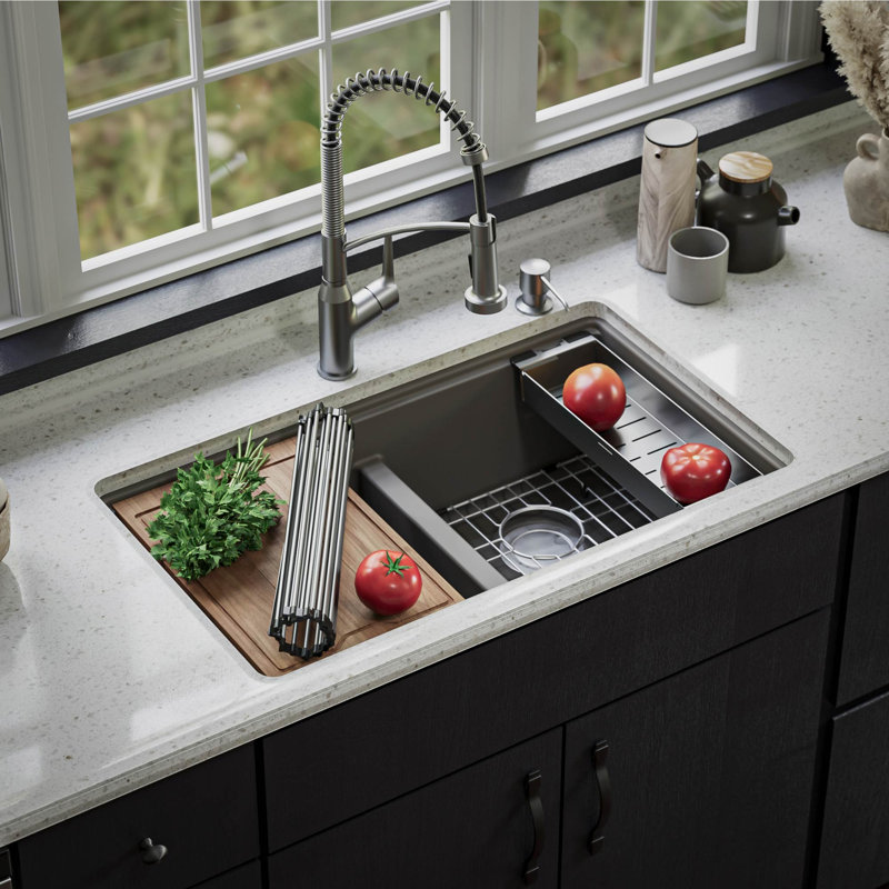 Évier de cuisine à quartz encastrable 32,5 L, Béton