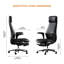 Fauteuil de direction avec repose-pieds, fauteuil de bureau en cuir véritable de qualité supérieure, conception ergonomique à haut dossier. Cuir véritable, roues, base en aluminium. Accoudoirs rembourrés, luxueux et confortable (noir)-1171948127