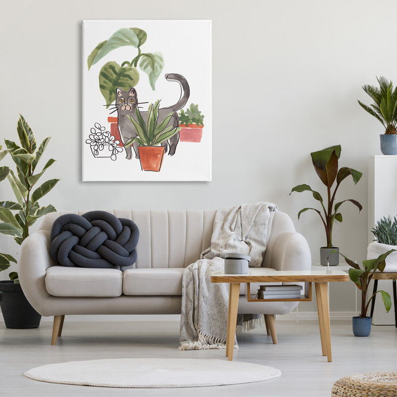 Monstera tropical par Grey, H 48 po x l 36 po x P 1,5 po, Toile tendue