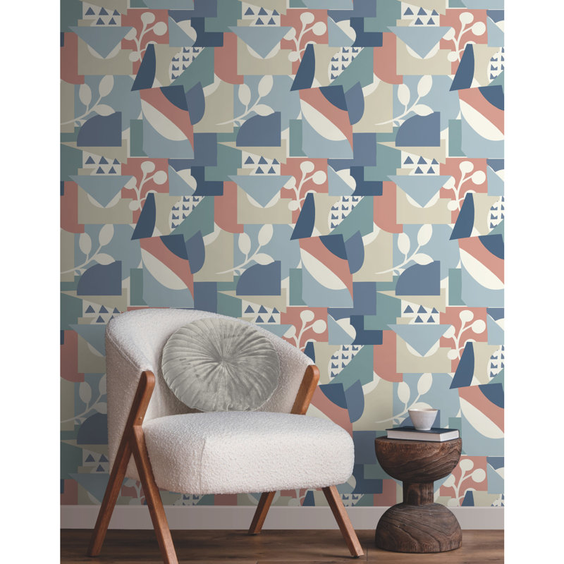 Geometric Wallpaper Roll, Blue