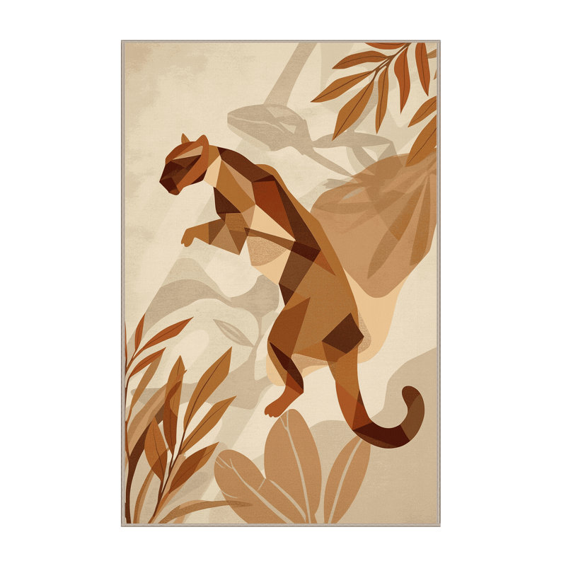 Tapis beige moderne lavable à la machine Pantelia Jaguarundi, 3 X 5