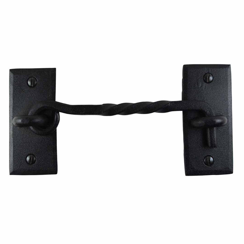 6.5" Black Wrought Iron Hook and Eye Door Latch