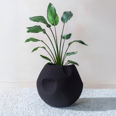 Handmade Gaia Sphere Metal Planter In Mocha Charcoal With Drainage