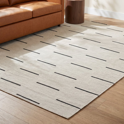 Tapis intérieur / extérieur ivoire / noir tissé à la main Malmo