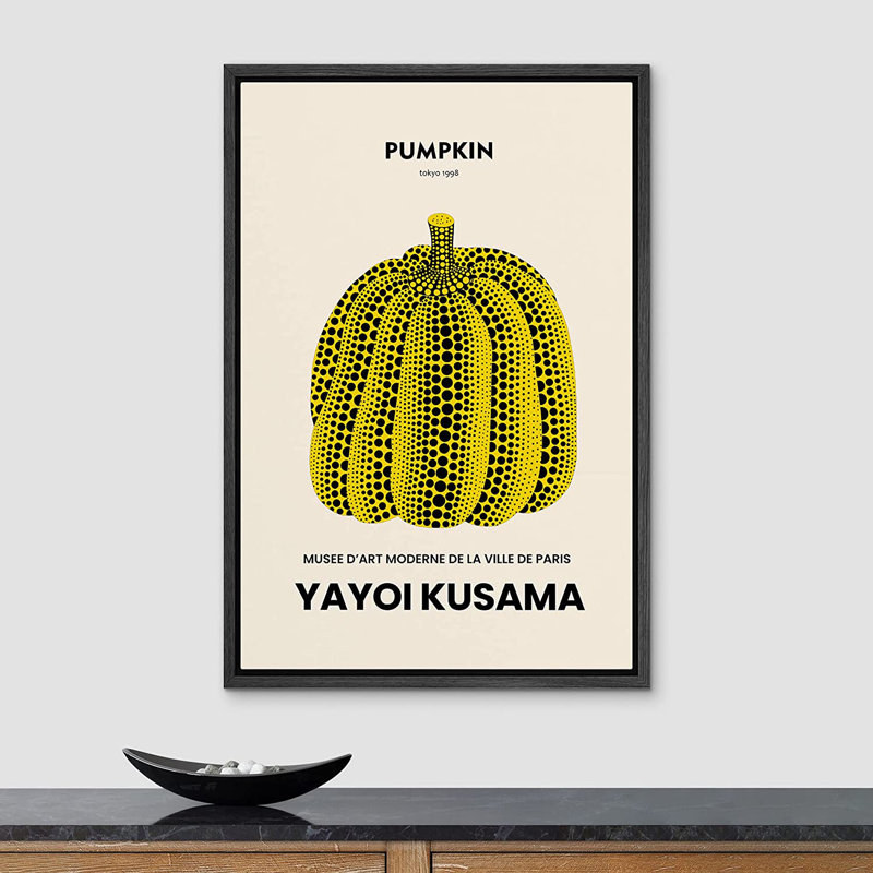 «Japanese Pumpkin» par Yayoi Kusama - Impression sur toile, H 36 po x l 24 po x P 1,5 po, Cadre noir