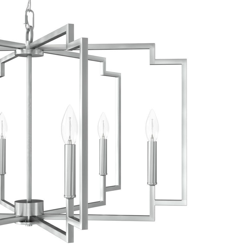 Brushed Nickel Geometric 6-Light Candle Chandelier