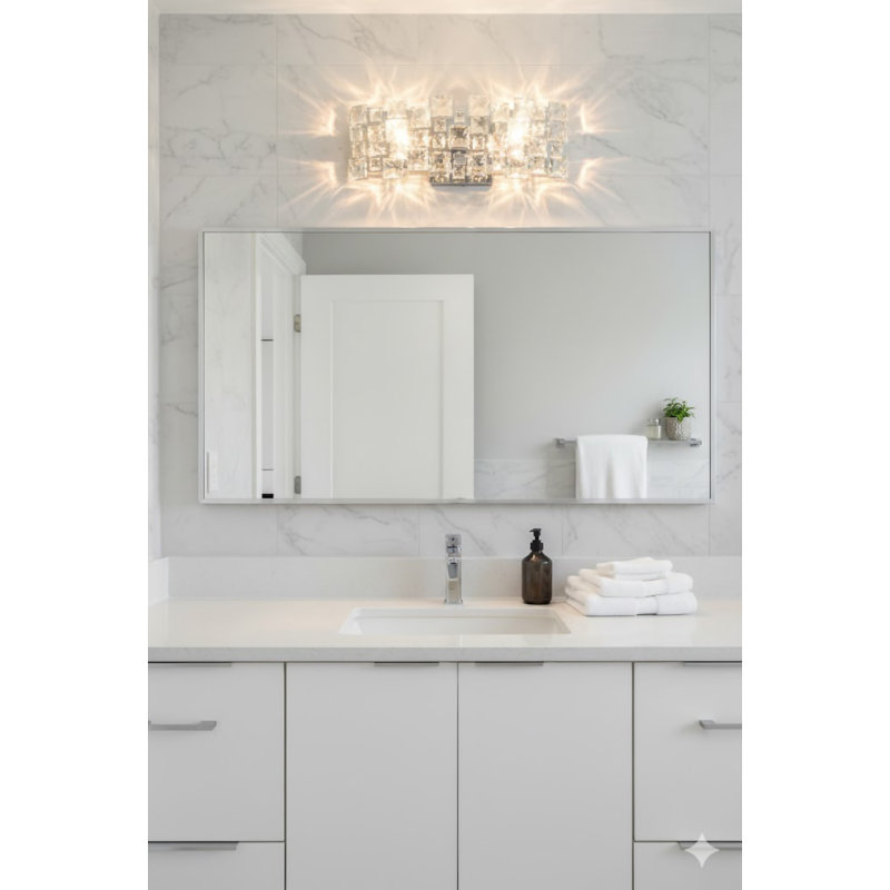 Modern 1 Light Crystal Square Wall Sconce, 6.2" H x 12.2" W x 3.9" D