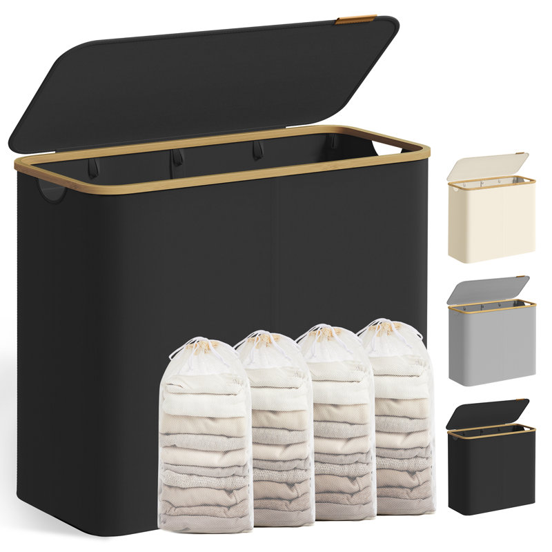 Fabric Laundry Hamper with Handles, Black