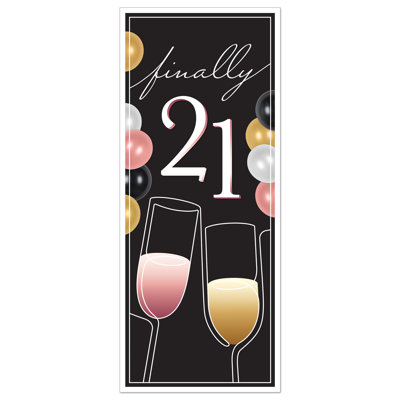 Couvre-porte en plastique toutes saisons Beistle Enfin 21 - Décoration d'anniversaire suspendue de 6 pieds pour les 21èmes fêtes, entrées et décors photo