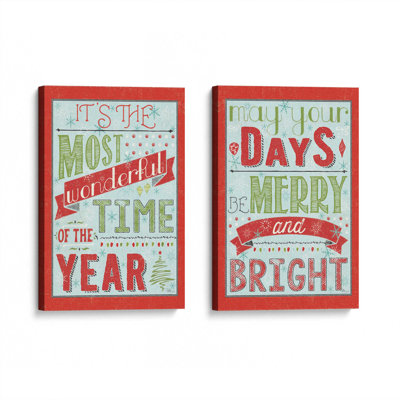 Frosted Merry Wishes, set of  2 Canvas Art Prints