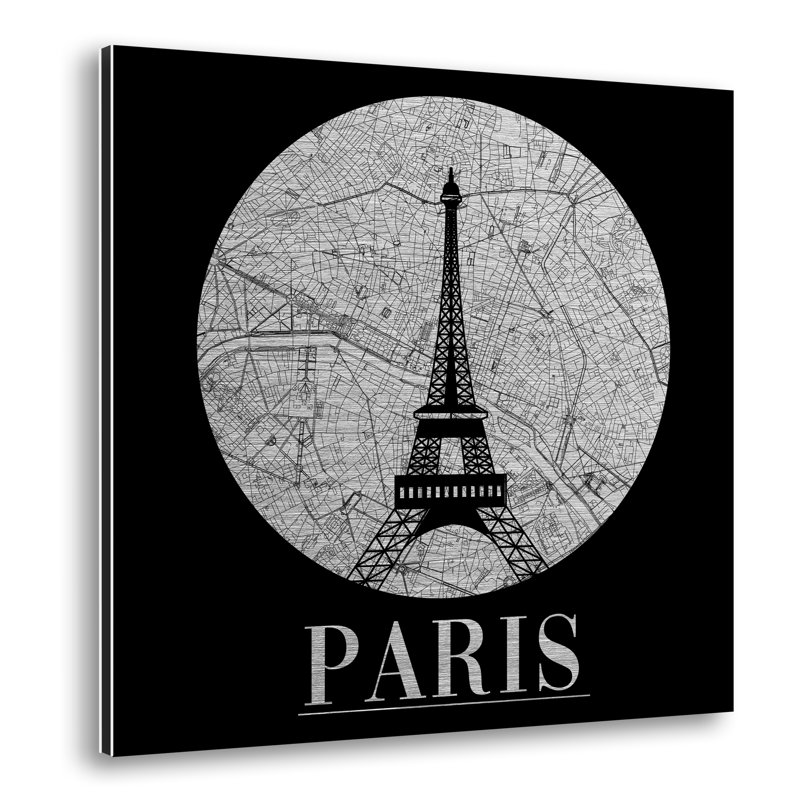 Large Paris Map - Print on Metal, Unframed, 47cm H x 47cm W
