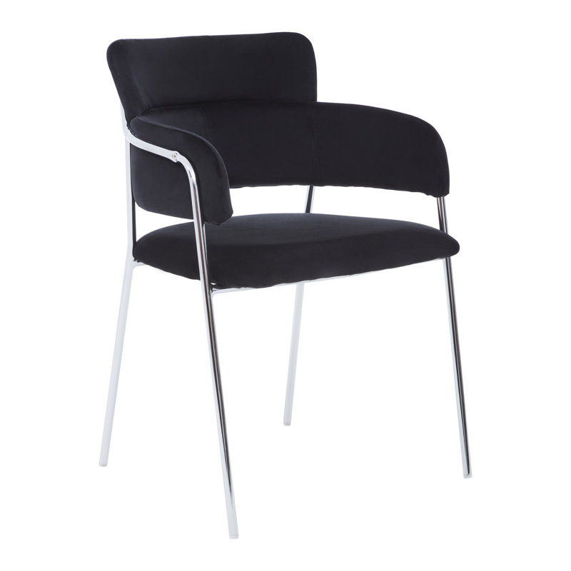 Elsberry 46cm H Velvet Upholstered Armchair, Black, Silver